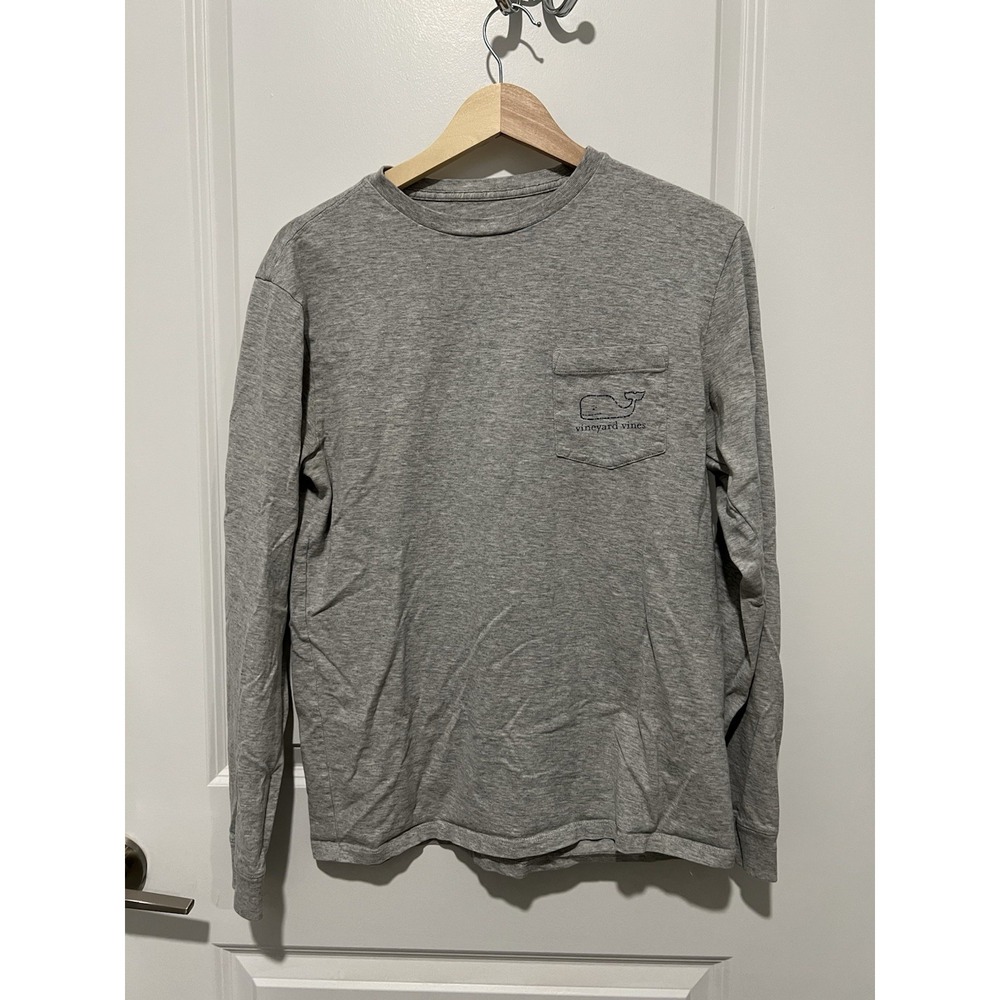 Vineyard Vines Vintage Whale Long-Sleeve Pocket Tee Size‎ Small Gray Preppy